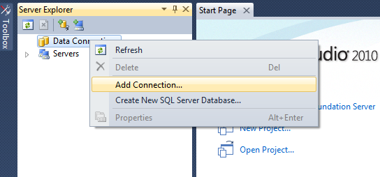 إنشاء إتصال بقواعد بيانات SQL Server  Add-connection